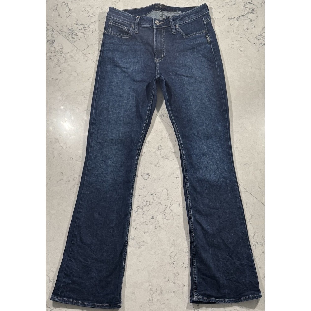 Silver Jeans Mazy Bootcut Womens 29x33 Blue Dark Wash Mid Rise Stretch Denim